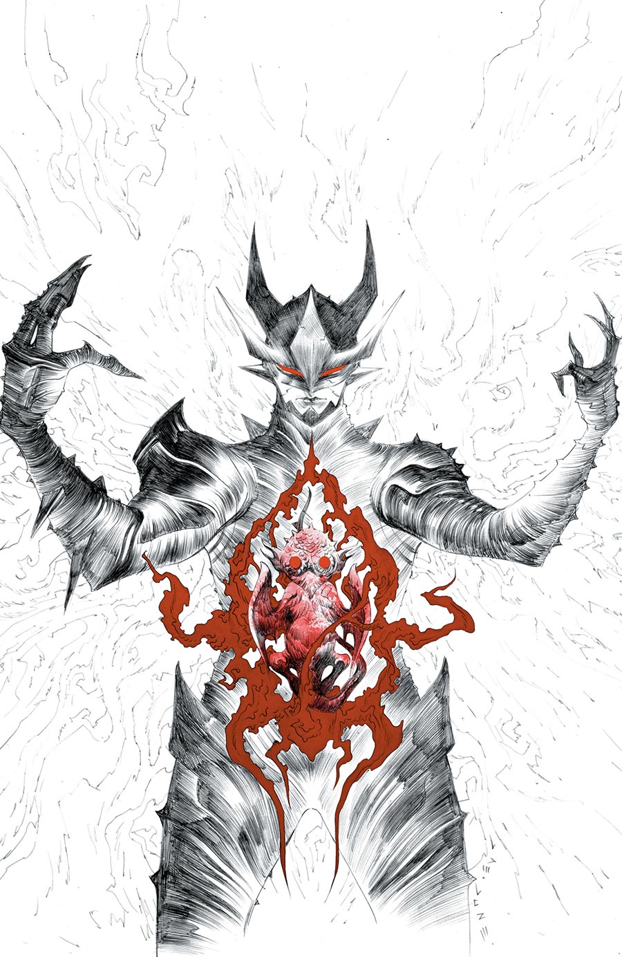 Fireborn #1 Cover I Incentive Jae Lee Black & White & Blood Virgin Card Stock Cover (From The World Of Lost Fantasy)