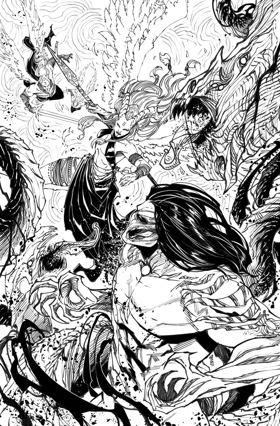 Darkness vs Angelus #1 (One Shot) Cover D Incentive Giuseppe Cafaro Black & White Cover