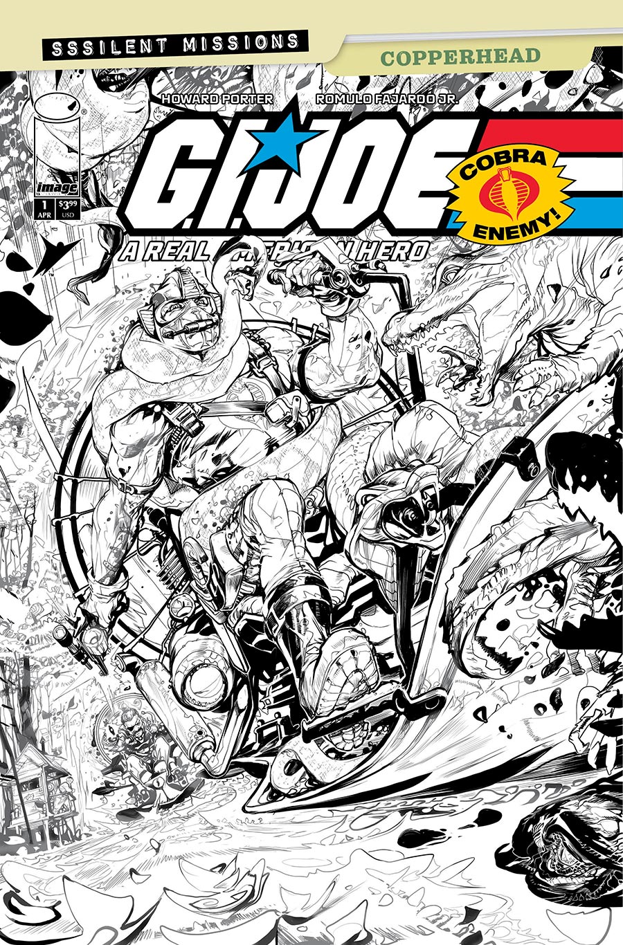 GI Joe A Real American Hero Sssilent Missions Copperhead #1 (One Shot) Cover C Incentive Howard Porter Black & White Cover