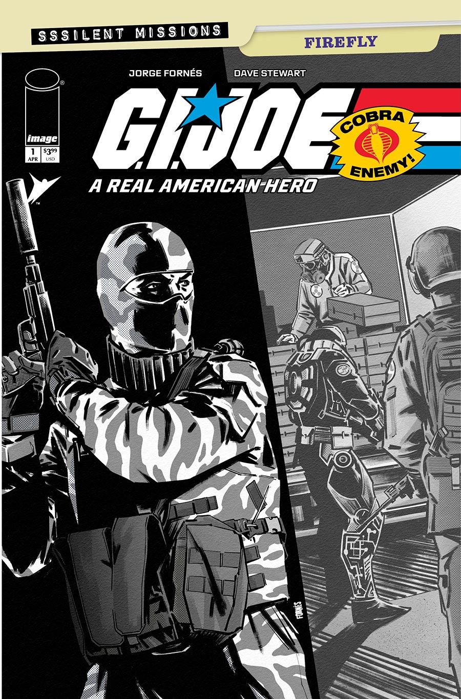 GI Joe A Real American Hero Sssilent Missions Firefly #1 (One Shot) Cover C Incentive Jorge Fornes A Black & White Cover