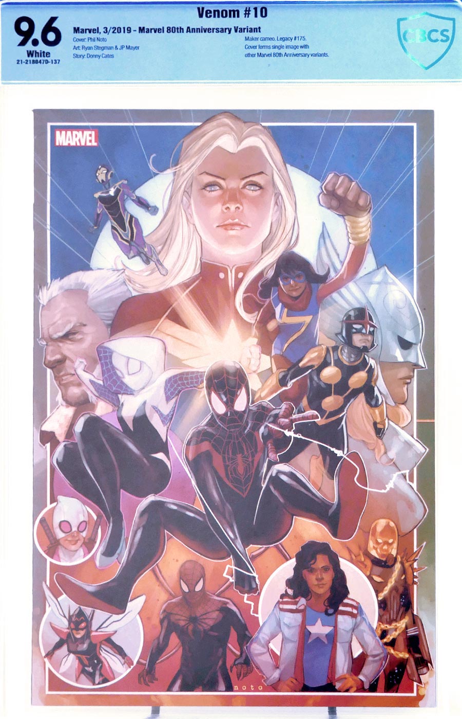 Venom Vol 4 #10 Cover E Variant Phil Noto Marvel 80th Anniversary Cover CBCS 9.6