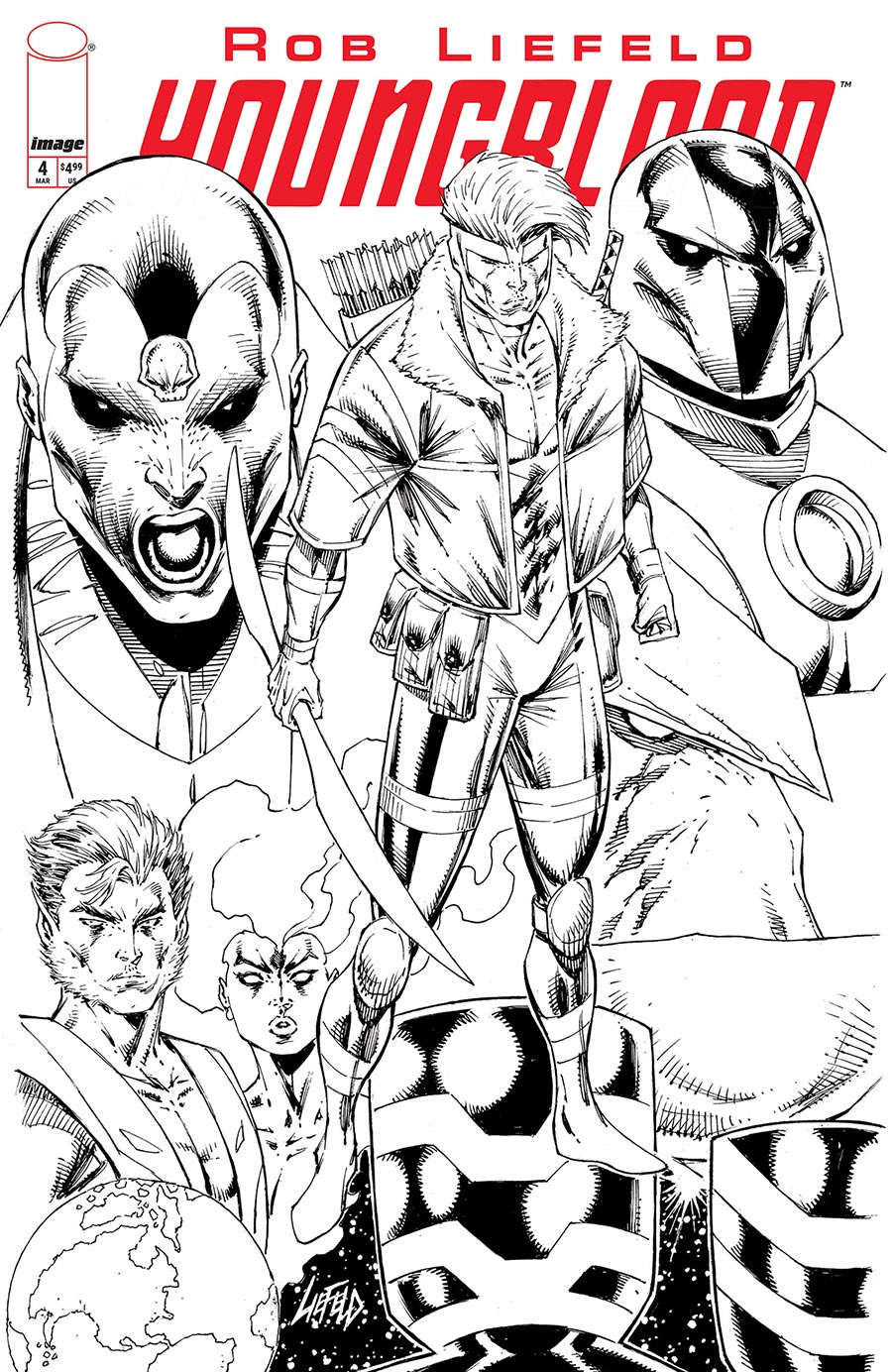 Youngblood Vol 6 #4 Cover E Variant Rob Liefeld Black & White Cover