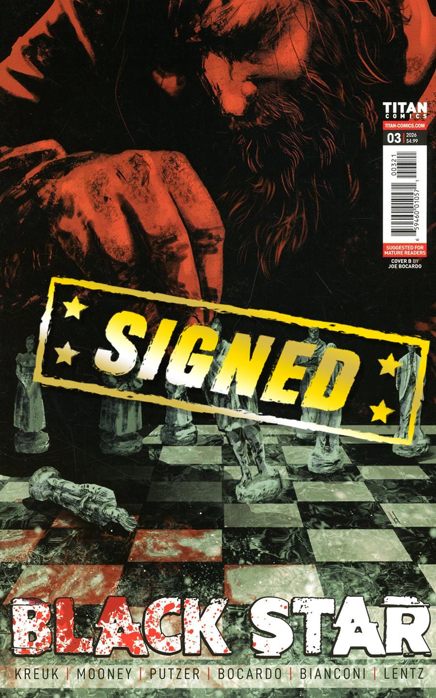 Black Star (Titan Comics) #3 Cover F Variant Joe Bocardo Cover Signed By Kristin Kreuk Peter Mooney & Eric Putzer
