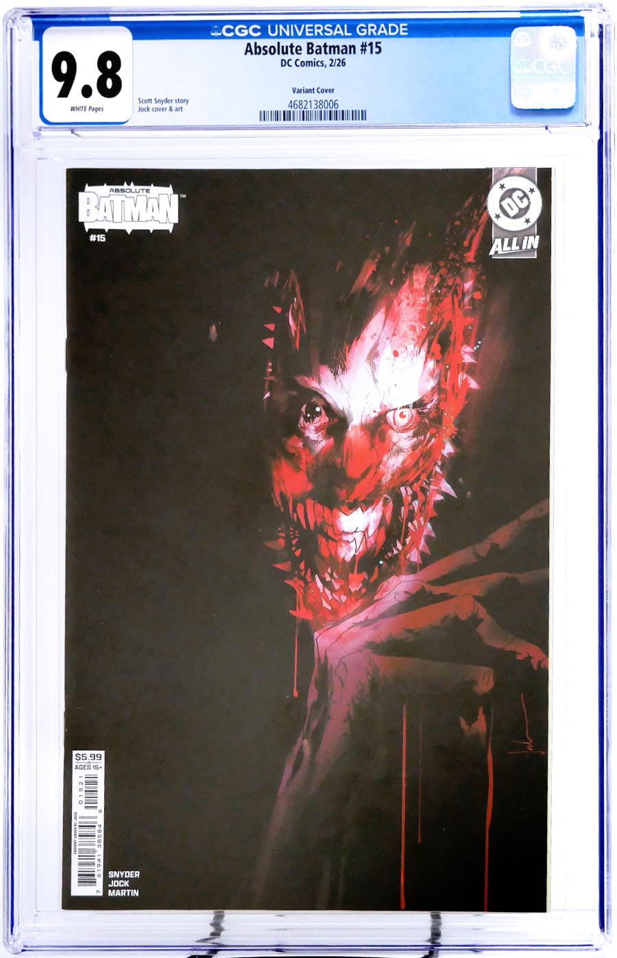 Absolute Batman #15 Cover R Variant Jock Card Stock Cover CGC 9.8 (DC All In)