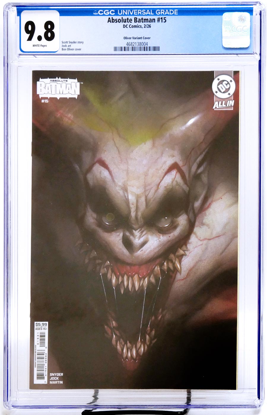 Absolute Batman #15 Cover S Variant Ben Oliver Card Stock Cover CGC 9.8 (DC All In)