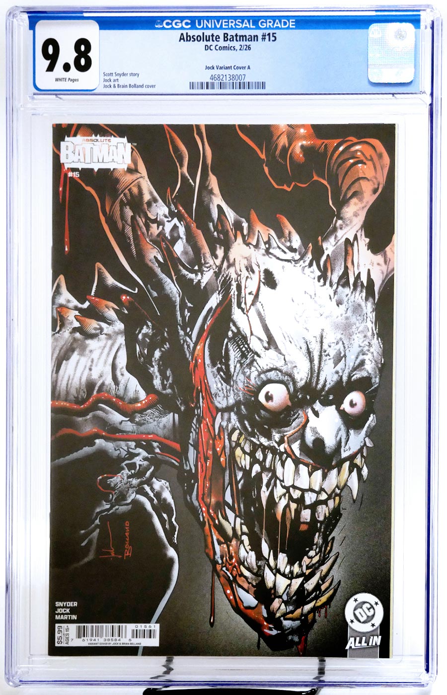 Absolute Batman #15 Cover T Variant Jock & Brian Bolland Card Stock Cover CGC 9.8 (DC All In)