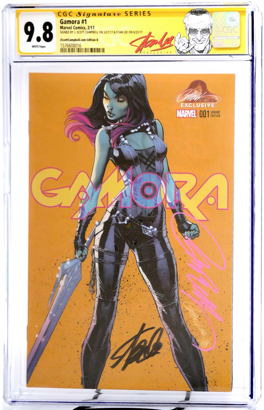 Gamora #1 Cover G Variant J Scott Campbell Cover B CGC Signature Series 9.8 Signed By J Scott Campbell & Stan Lee (Marvel Now Tie-In)