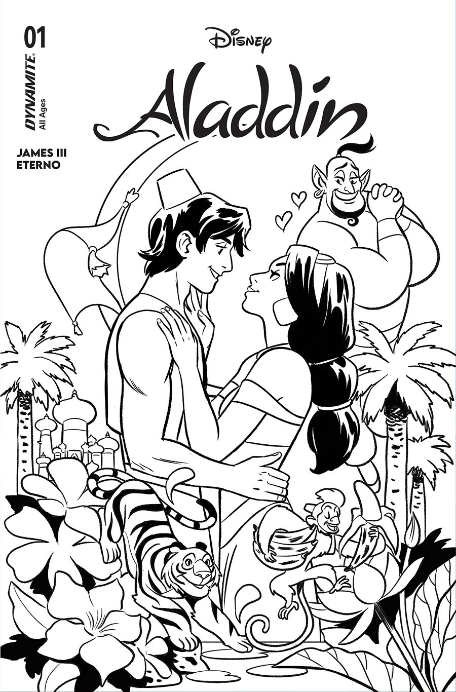 Disney Aladdin #1 Cover I Incentive Natacha Bustos Line Art Cover