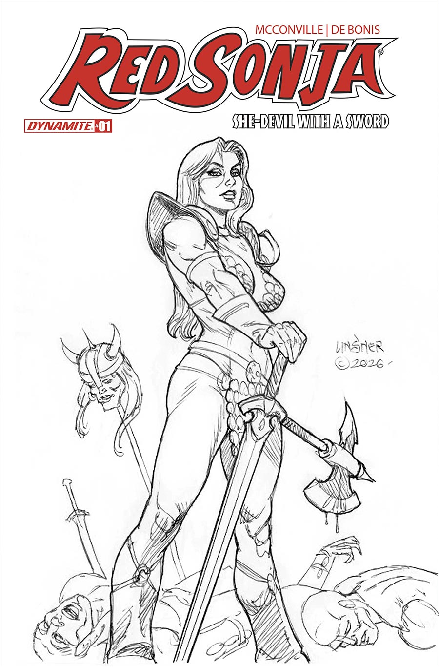 Red Sonja She-Devil With A Sword #1 Cover M Incentive Joseph Michael Linsner Line Art Cover