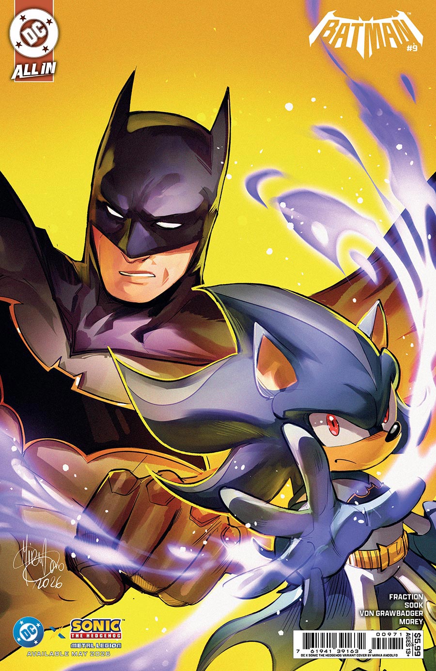 Batman Vol 4 #9 Cover F Variant Mirka Andolfo DC x Sonic Card Stock Cover (DC All In)