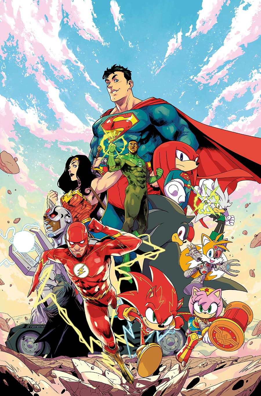 DC x Sonic The Hedgehog The Metal Legion #1 Cover E Variant Pablo M Collar Foil Cover