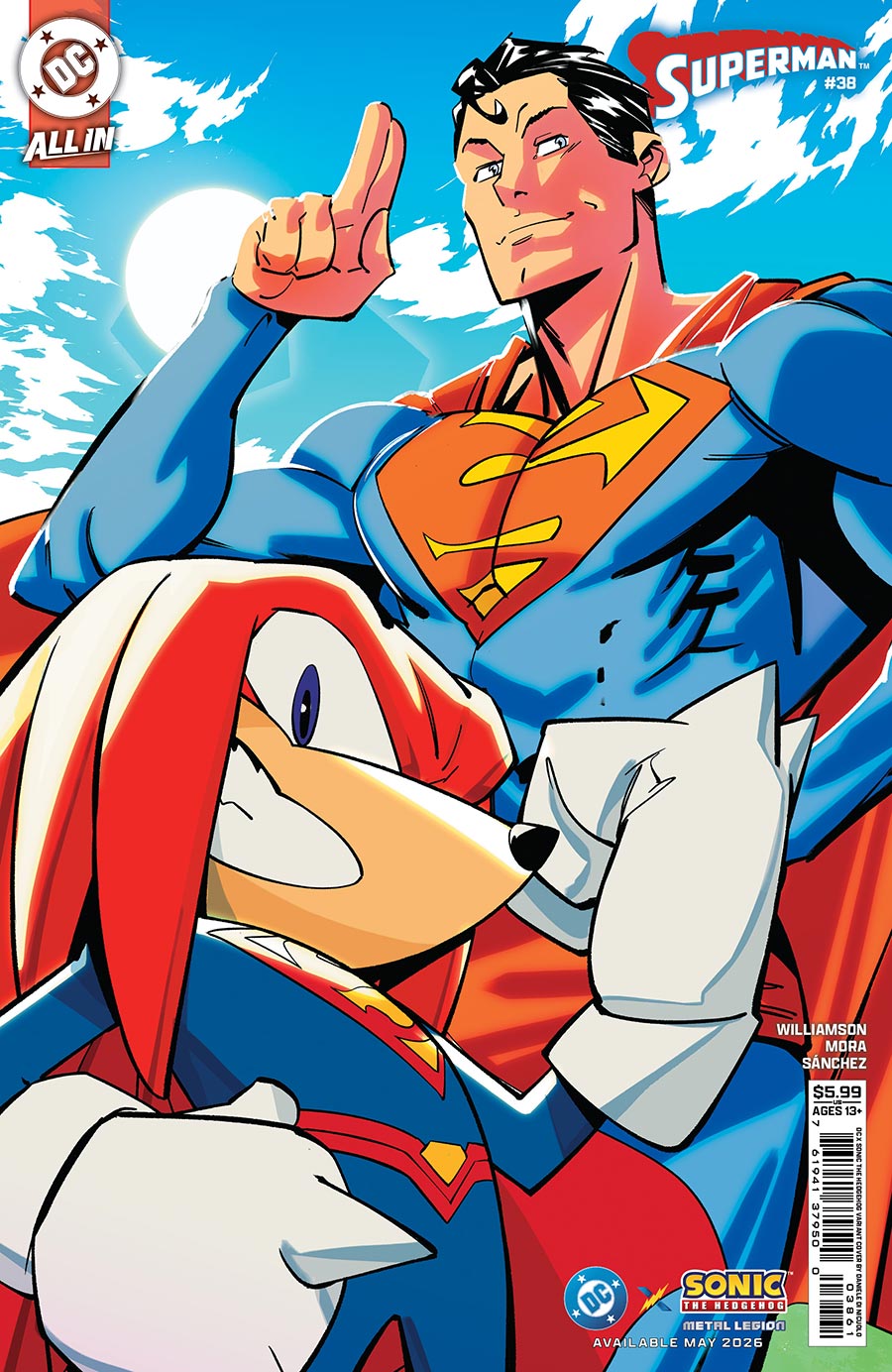 Superman Vol 7 #38 Cover F Variant Daniele Di Nicuolo DC x Sonic The Hedgehog Card Stock Cover (DC All In)(The Reign Of The Superboys Tie-In)