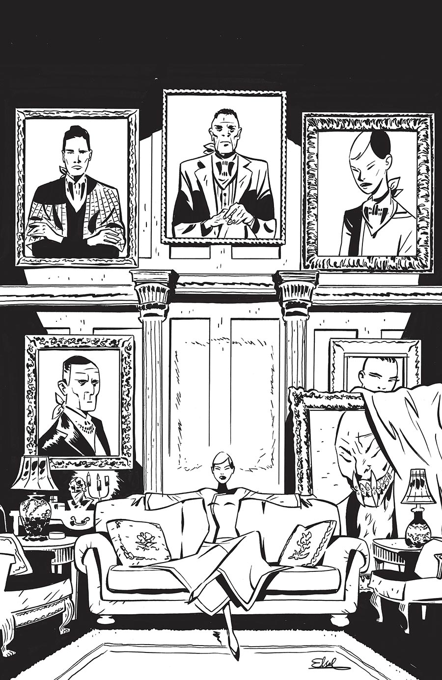 Fall Of The House Of Slaughter #1 Cover D Incentive Elsa Charretier Black & White Virgin Cover