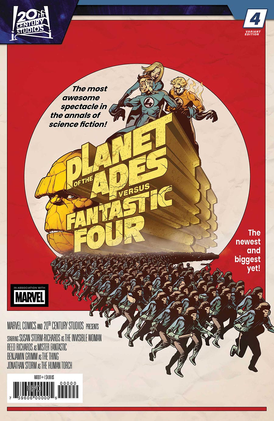 Planet Of The Apes vs Fantastic Four #4 Cover D Variant Pere Perez Movie Homage Cover