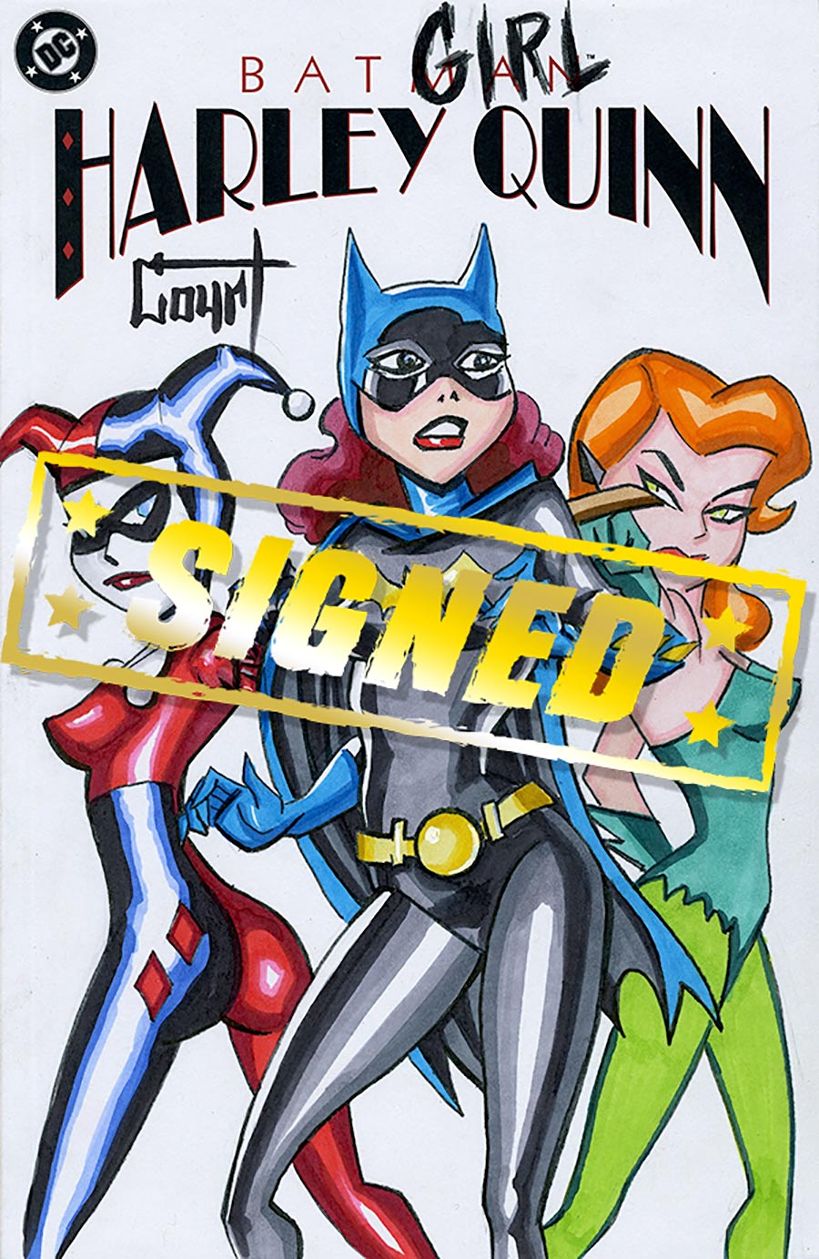 Batman Harley Quinn #1 (One Shot) Facsimile Edition Cover E DF Signed & Remarked With A Batman Adventures 12 Homage Hand-Drawn Sketch By Jessica Court