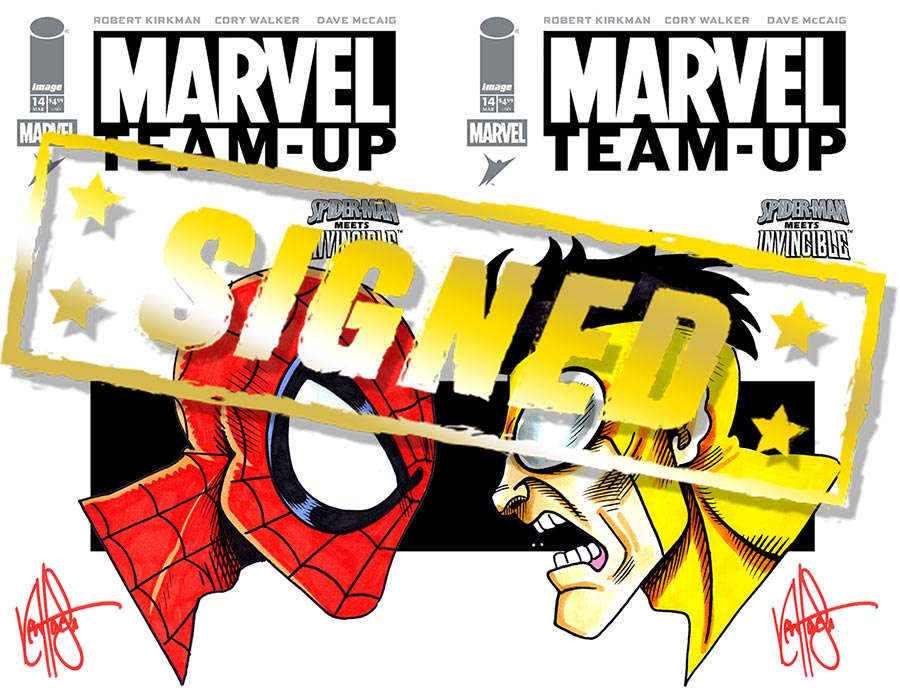 Marvel Team-Up Vol 3 #14 Facsimile Edition DF Dual Blank Variant Set Signed & Remarked By Ken Haeser