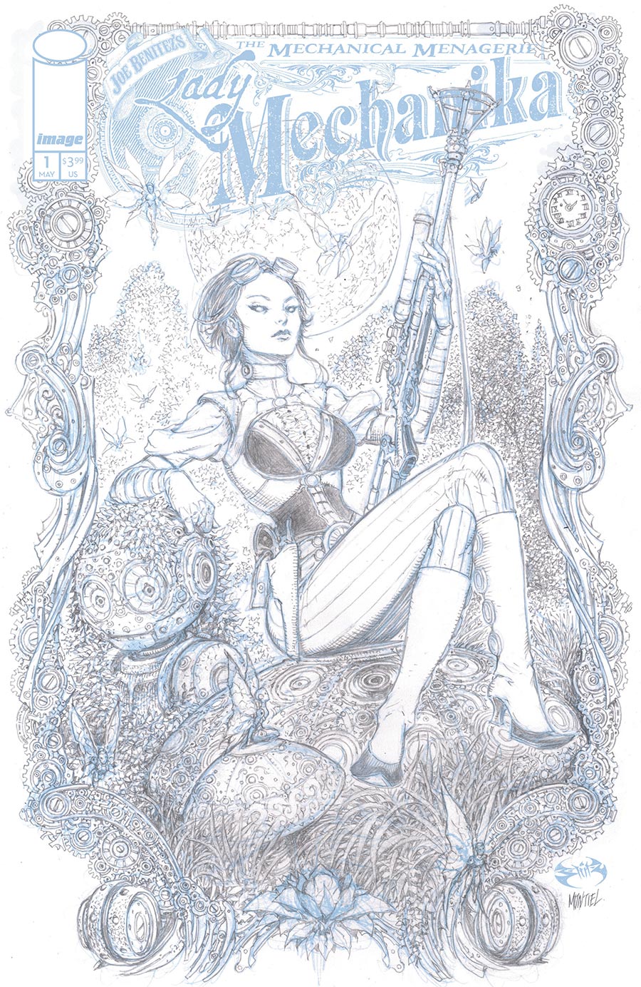 Lady Mechanika The Mechanical Menagerie #1 Cover C Incentive Joe Benitez & Martin Montiel Black & White Cover