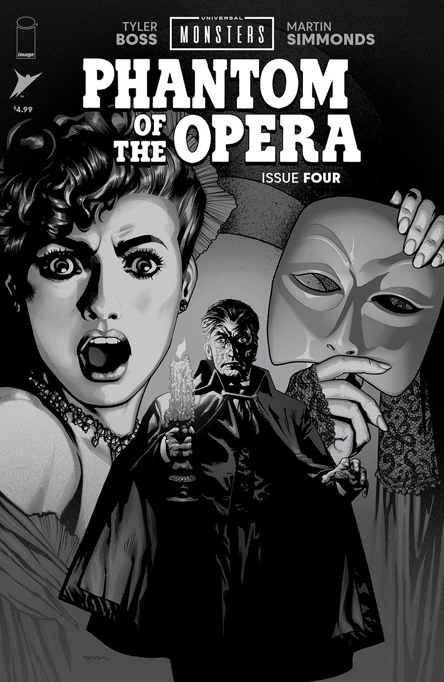 Universal Monsters The Phantom Of The Opera #4 Cover D Incentive Ryan Sook Black & White Classic Horror Cover