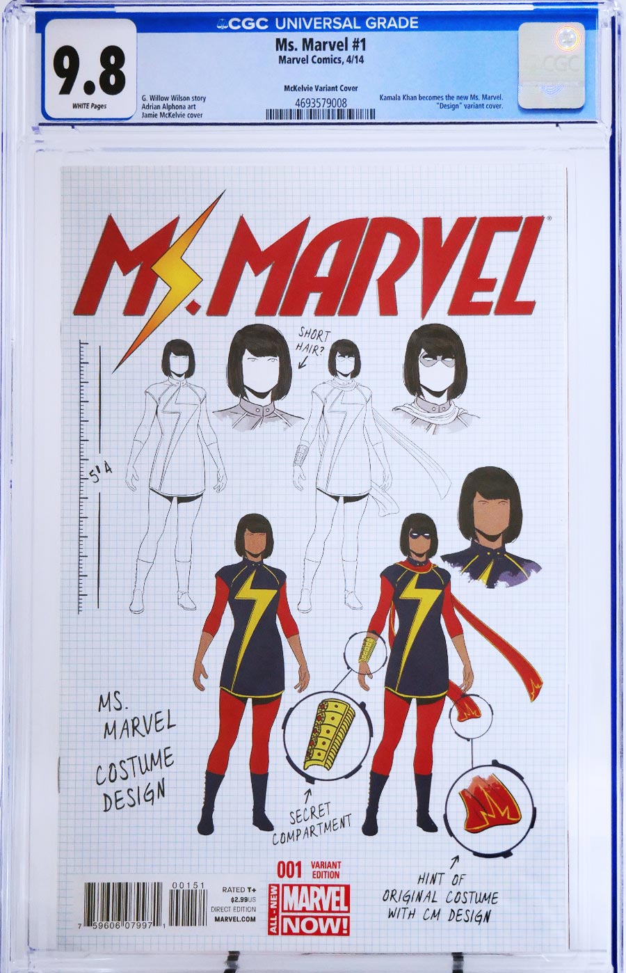 Ms Marvel Vol 3 #1 Cover L Variant Design Cover CGC 9.8