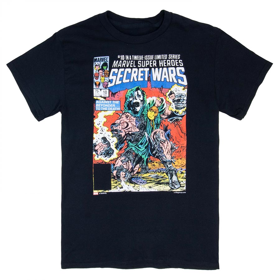 Marvel Secret Wars Issue 10 Comic Cover Black Mens T-Shirt Large