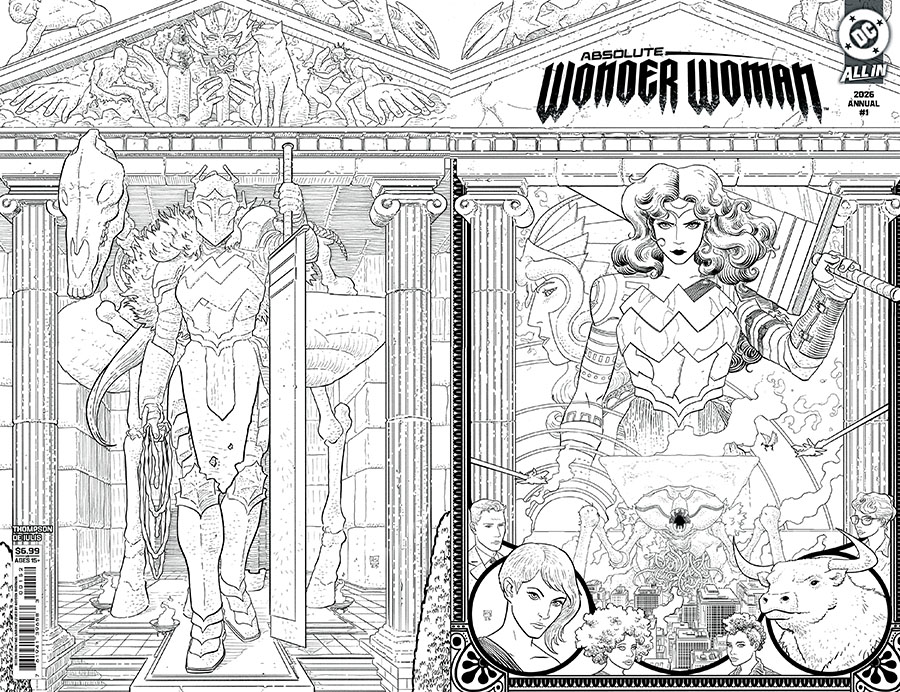 Absolute Wonder Woman Annual 2026 #1 (One Shot) Cover F 2nd Ptg B Hayden Sherman Black & White Wraparound Card Stock Variant Cover (DC All In)