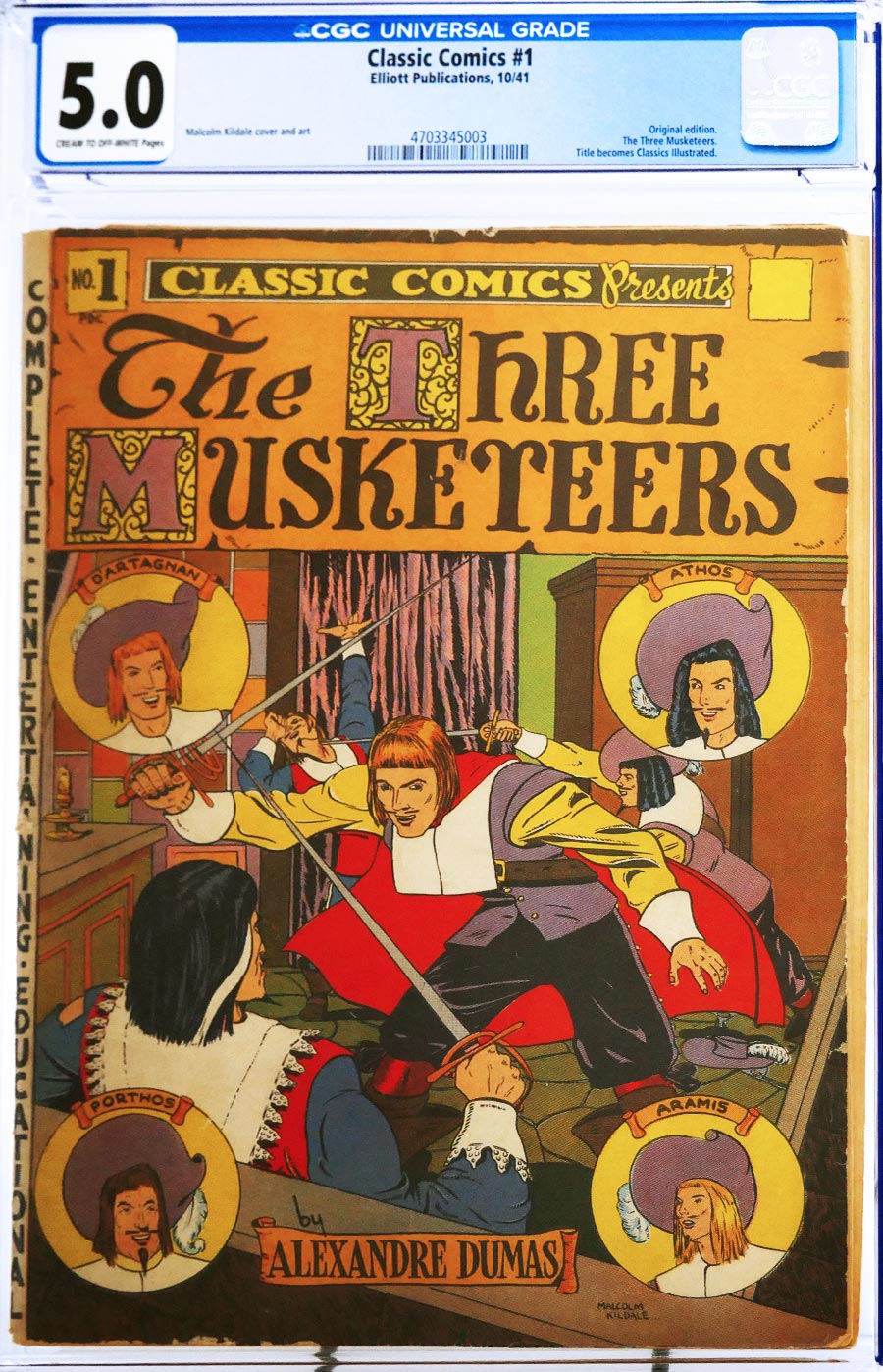 Classics Illustrated #1 Cover R 1st Ptg The Three Musketeers CGC 5.0