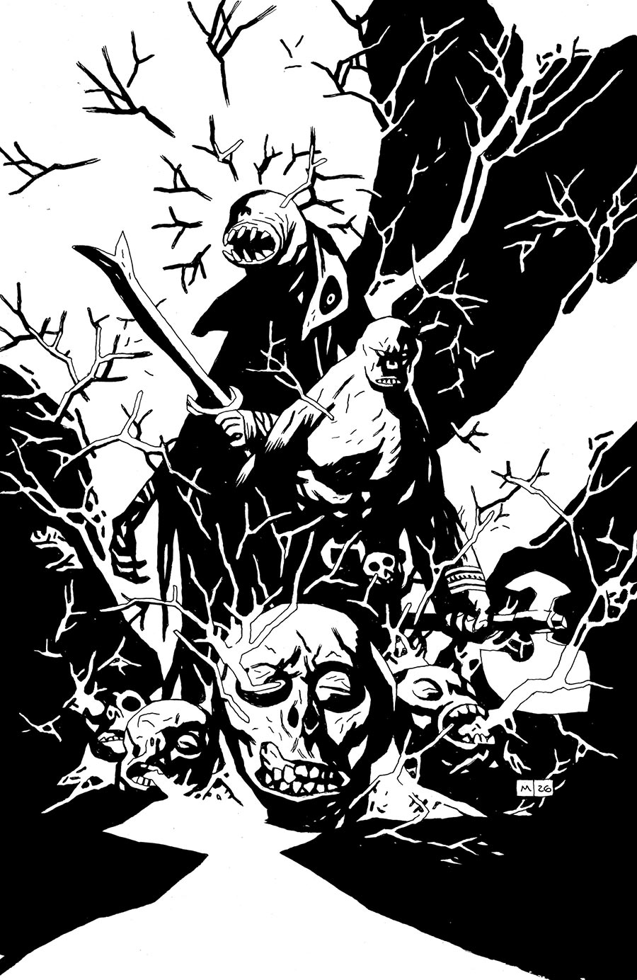 Red Roots #1 Cover I Incentive Mike Mignola Black & White Virgin Cover