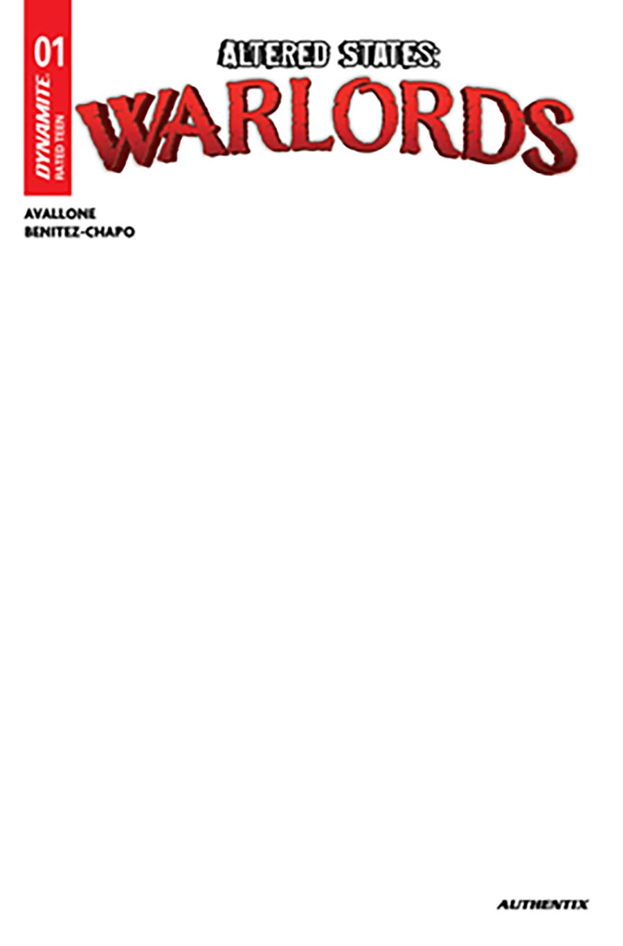 Altered States Warlords #1 Cover E Variant Blank Authentix Cover