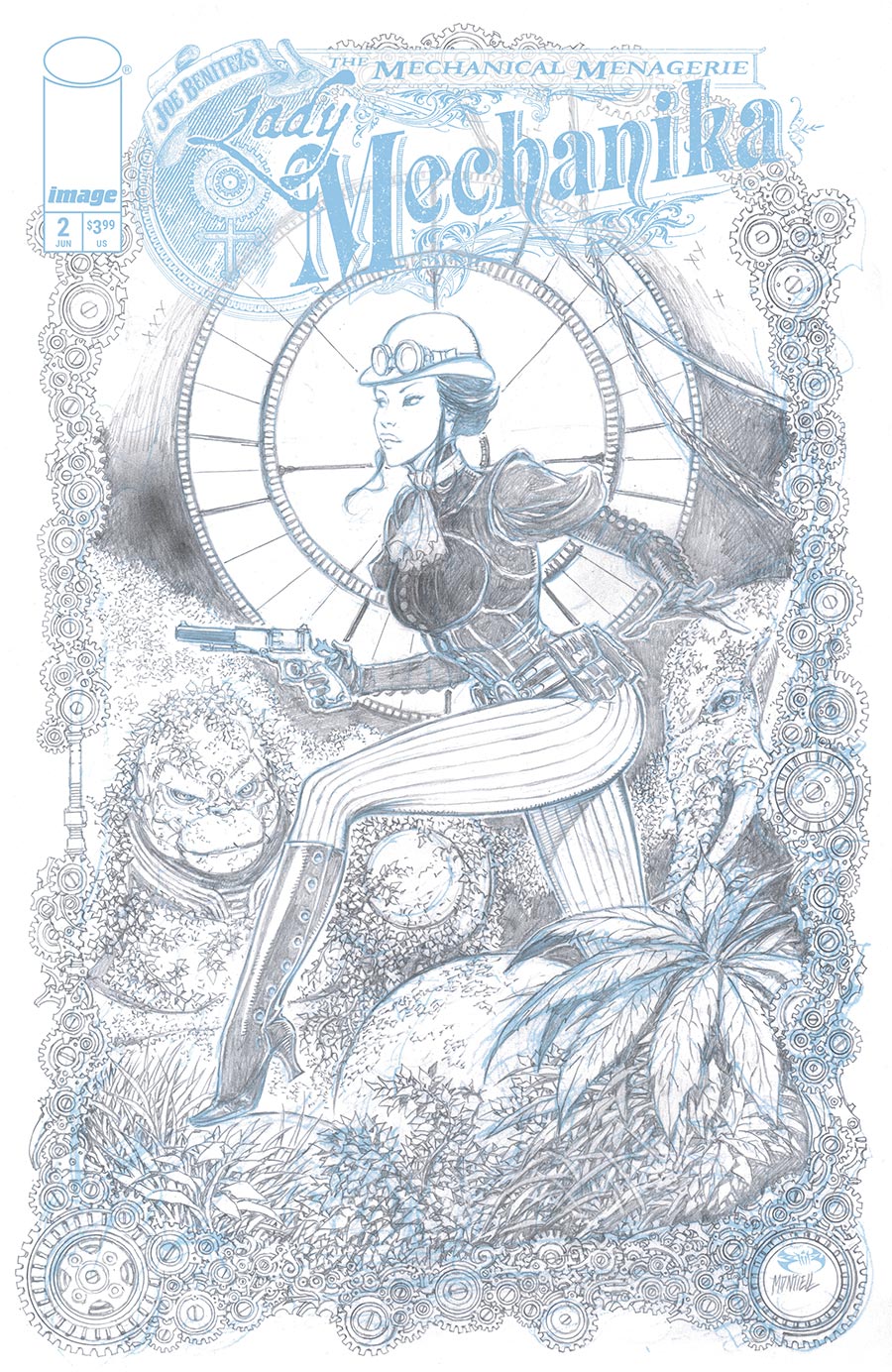 Lady Mechanika The Mechanical Menagerie #2 Cover C Incentive Joe Benitez & Martin Montiel Black & White Cover