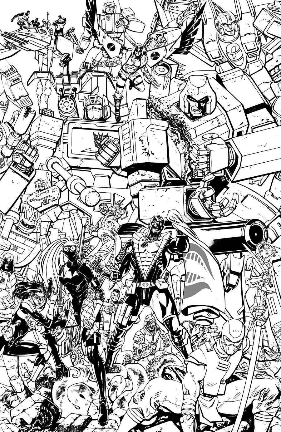 Transformers Vol 5 #33 Cover G Variant Tom Reilly Energon Universe 3rd Anniversary Connecting Black & White Cover