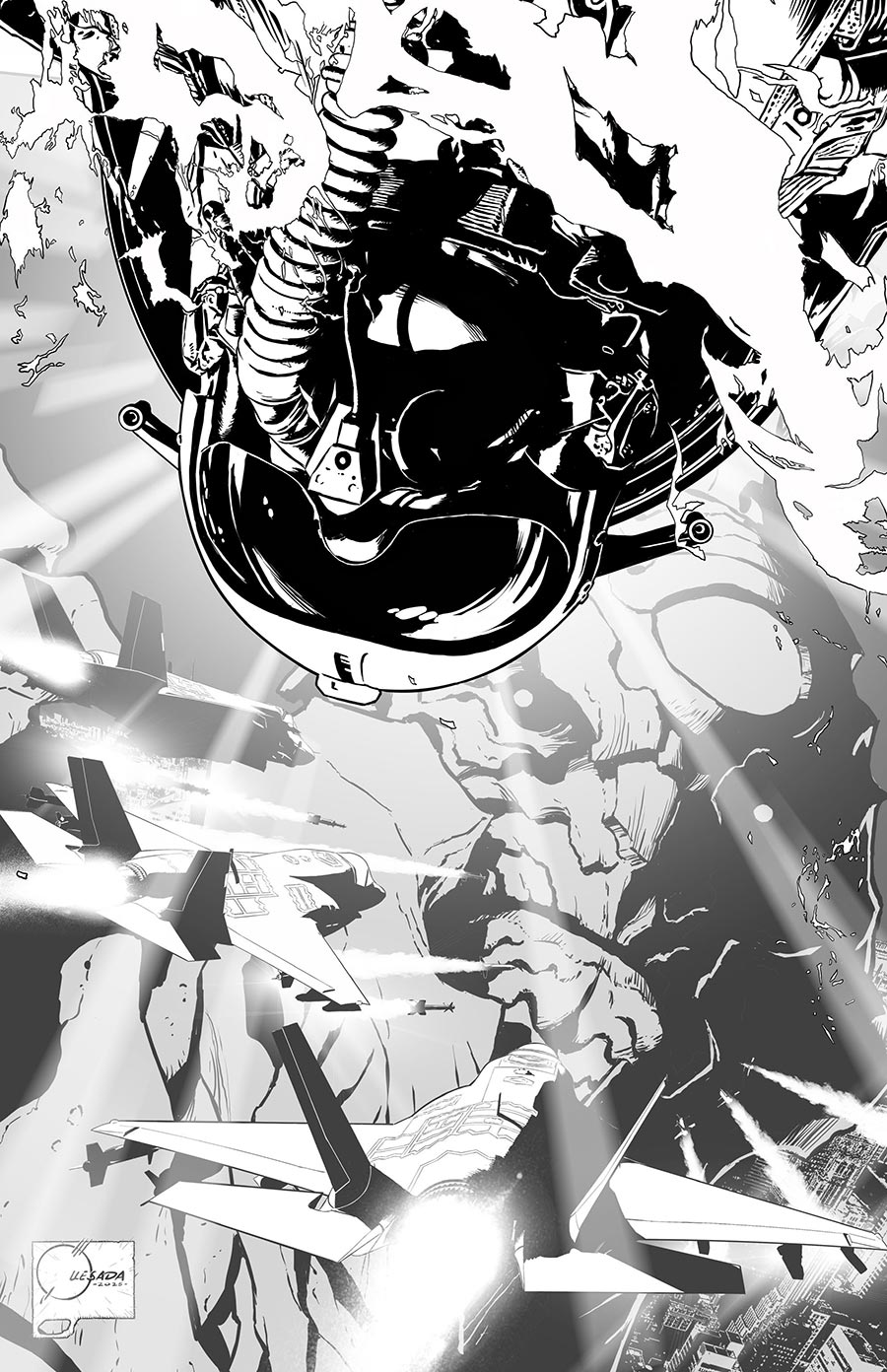 Olympus Saga Megalith #2 Cover F Incentive Joe Quesada Black & White Virgin Variant Cover
