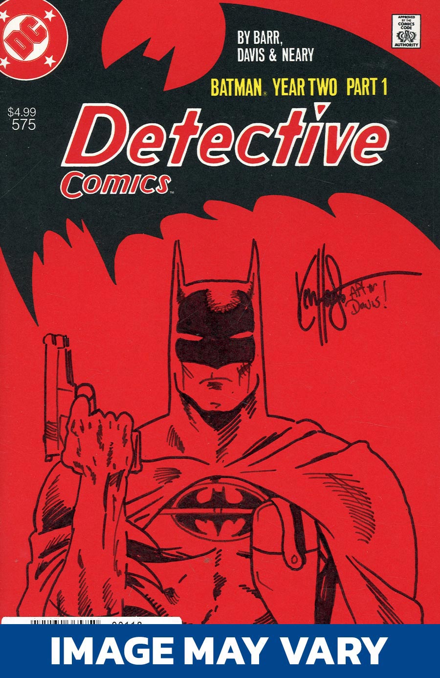 Detective Comics #575 Facsimile Edition Cover D DF Signed & Remarked By Ken Haeser With Batman Homage Hand-Drawn Sketch (Batman Year Two Part 1 Of 4)