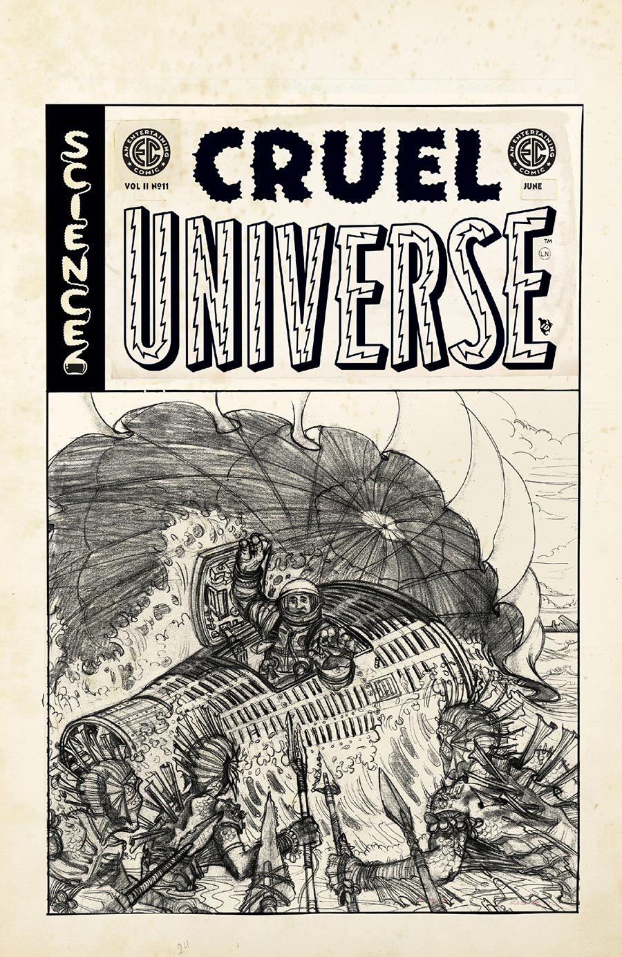 Cruel Universe Vol 2 #11 Cover D Incentive Oliver Dominguez Black & White Artist Edition Cover (EC Comics)