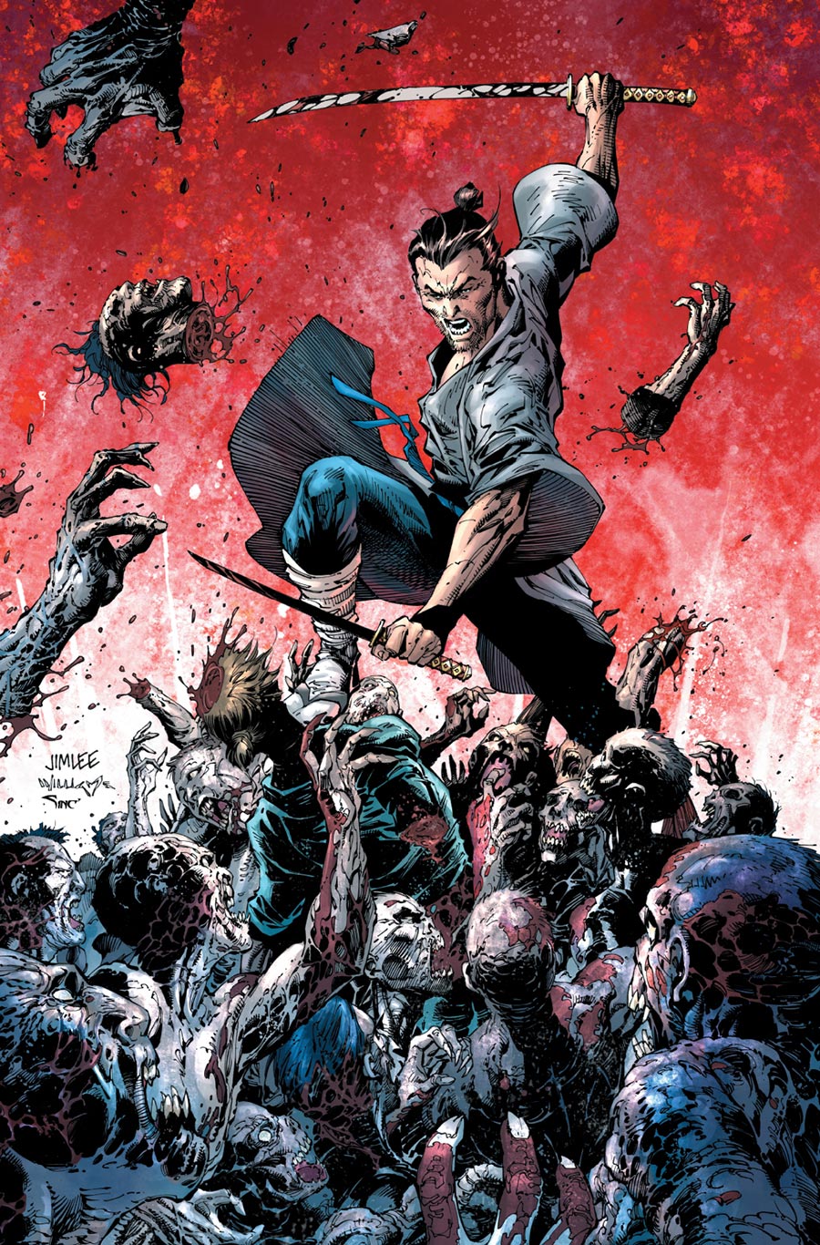 Dead Samurai #8 Cover E Incentive Jim Lee Virgin Cover Signed By Jim Lee John Dolmayan & Ryan Benjamin