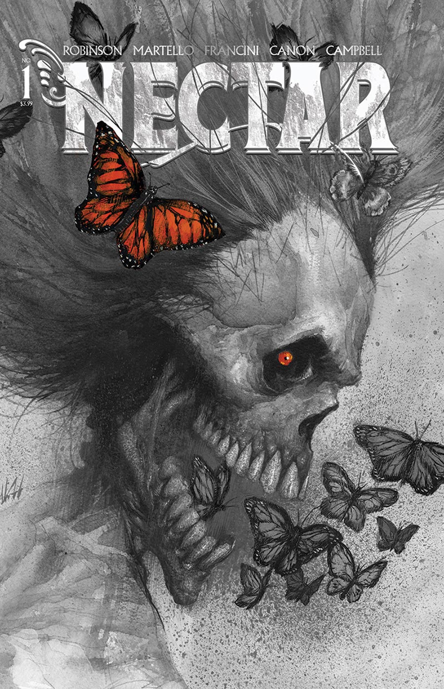 Nectar #1 Cover O 3rd Ptg D Incentive Jonathan Wayshak Black & White Variant Cover