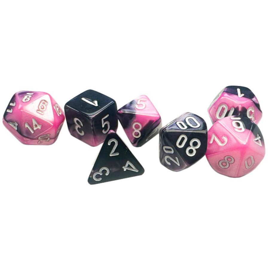 Gemini Mini-Hedral Black-Pink/White 7-Die Set