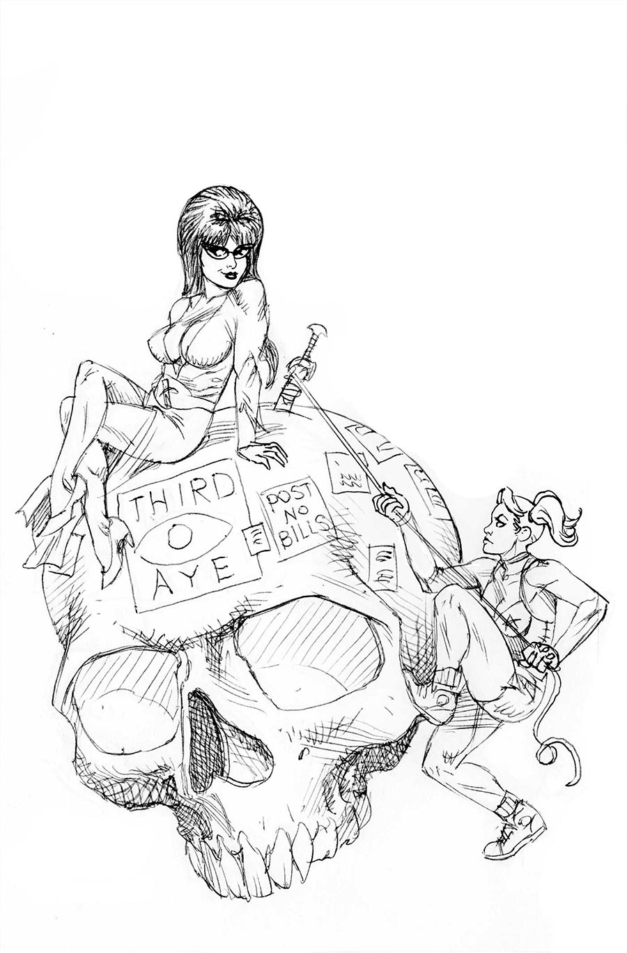 Harley Quinn x Elvira #6 Cover N Incentive Joseph Michael Linsner Line Art Virgin Cover