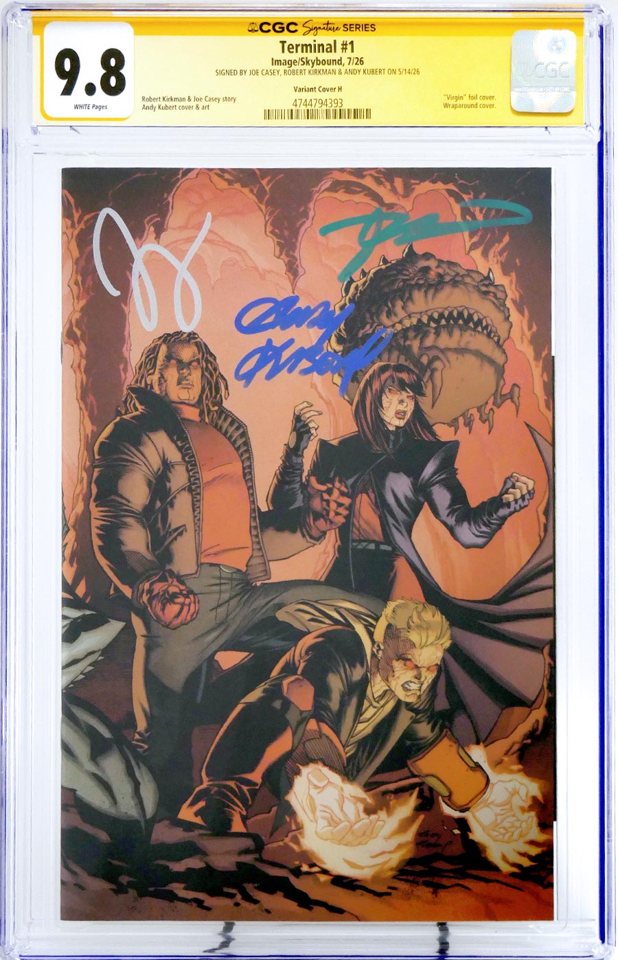 Terminal #1 Cover H Incentive Andy Kubert & Dave McCaig Wraparound Foil Cover CGC 9.8 Signed By Robert Kirkman Joe Casey & Andy Kubert