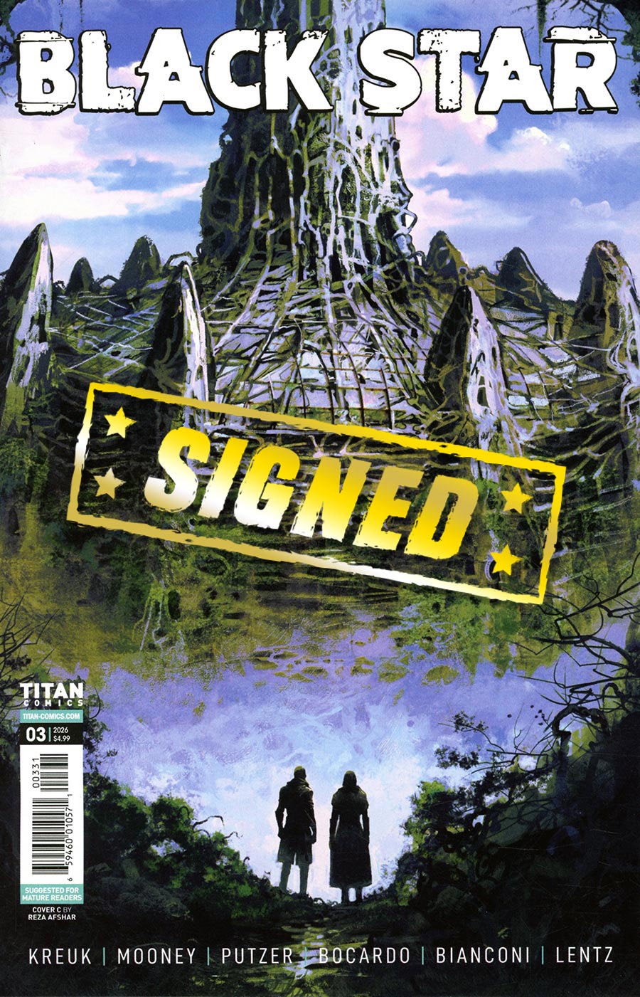 Black Star (Titan Comics) #3 Cover G Variant Reza Afshar Cover Signed By Kristin Kreuk Peter Mooney & Eric Putzer