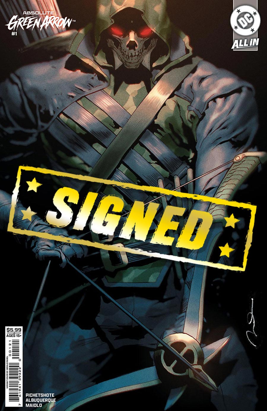 Absolute Green Arrow #1 Cover M Variant Gerald Parel Card Stock Cover Signed By Pornsak Pichetshote (DC All In)
