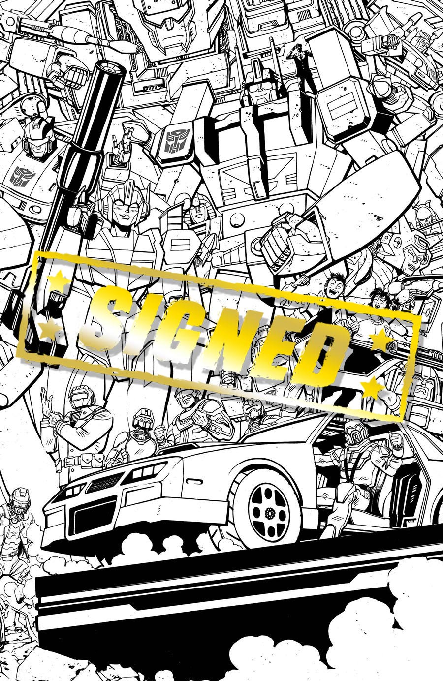 M.A.S.K. Vol 3 #1 Cover Z Variant Tom Reilly Energon Universe 3rd Anniversary Connecting Black & White Cover Signed By Dan Watters