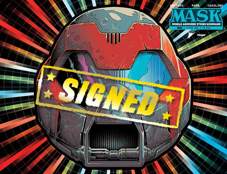 M.A.S.K. Vol 3 #1 Cover Z-E Variant Pye Parr & Luke Preece & Andres Juarez M.A.S.K. Die-Cut Foil Mask Cover Signed By Dan Watters