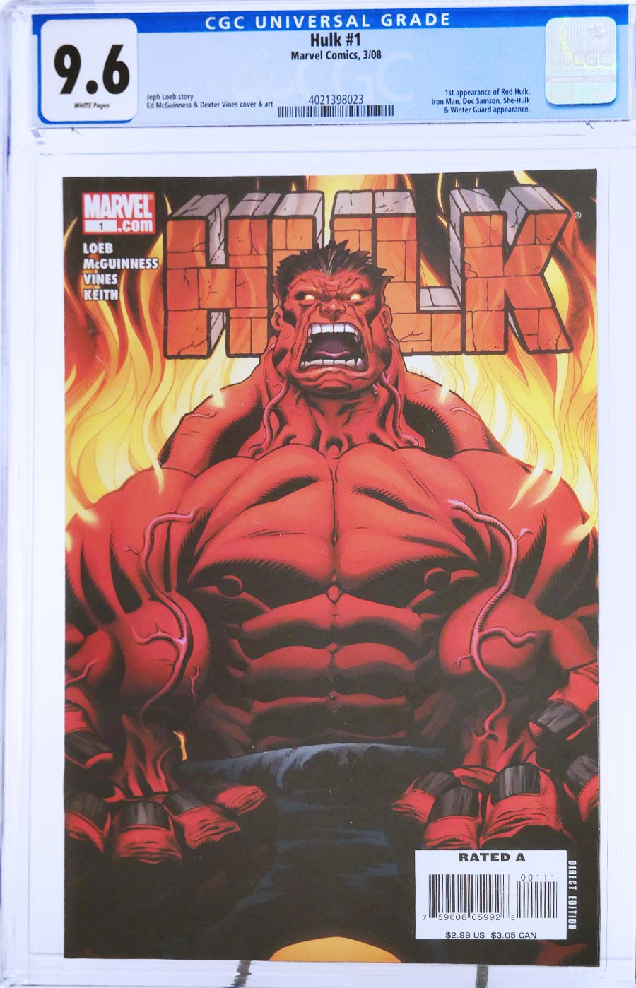 Hulk Vol 2 #1 Cover U CGC 9.6 1st Ptg Regular Ed McGuinness Cover
