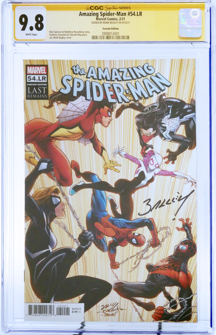 Amazing Spider-Man Vol 5 #54 LR Cover C Variant Mark Bagley Cover CGC Signature Series 9.8 Signed By Mark Bagley
