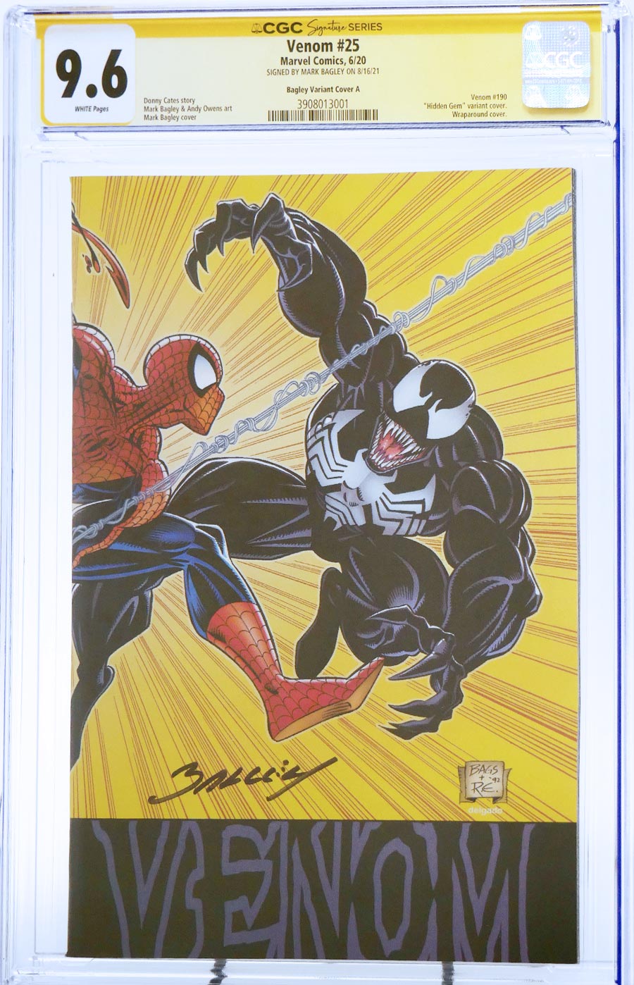 Venom Vol 4 #25 Cover Z-C Incentive Mark Bagley Hidden Gem Wraparound Variant Cover CGC Signature Series 9.6 Signed By Mark Bagley