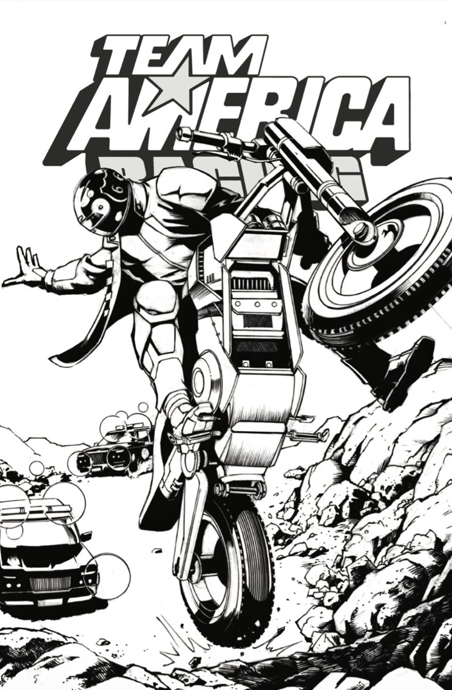 Team America Racing Full Throttle Edition #1 (One Shot) Cover F Variant Javier Saltares Black & White Cover