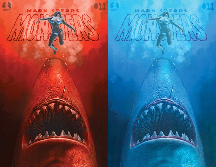 Mark Spears Monsters #11 Cover B Variant Mark Spears Shark Attack Jaws Homage Holofoil Flip Cover