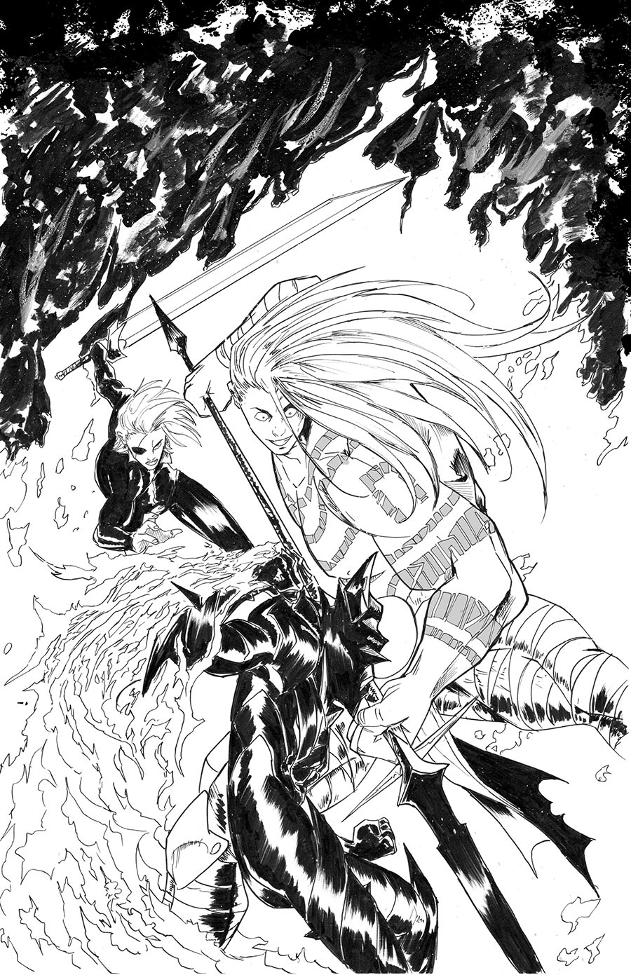 Fireborn #4 Cover C Incentive Patrick Mulholland 1 Black & White Virgin Cover (From The World Of Lost Fantasy)
