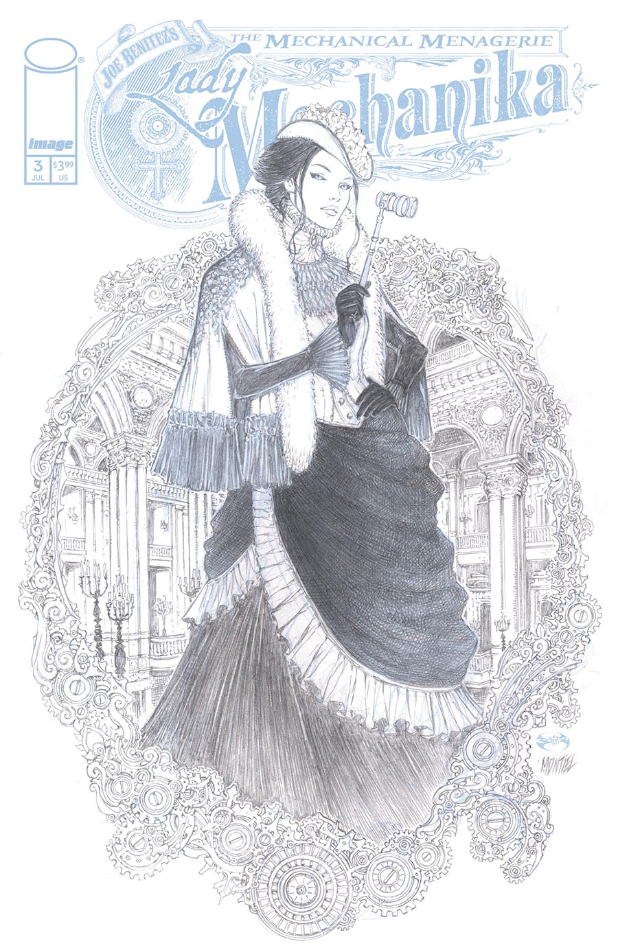 Lady Mechanika The Mechanical Menagerie #3 Cover C Incentive Joe Benitez & Martin Montiel Black & White Cover
