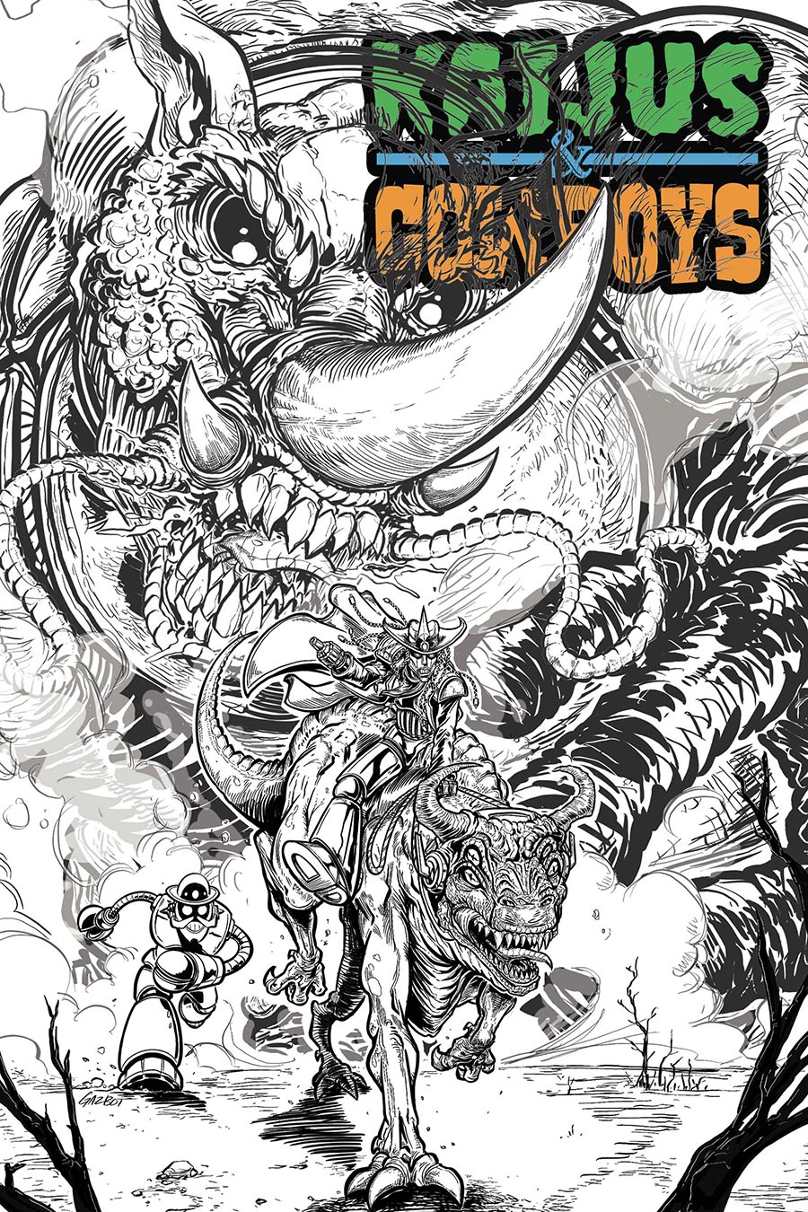 Kaijus & Cowboys #1 Cover C Variant Gaz Gazbot Gretzky Cover
